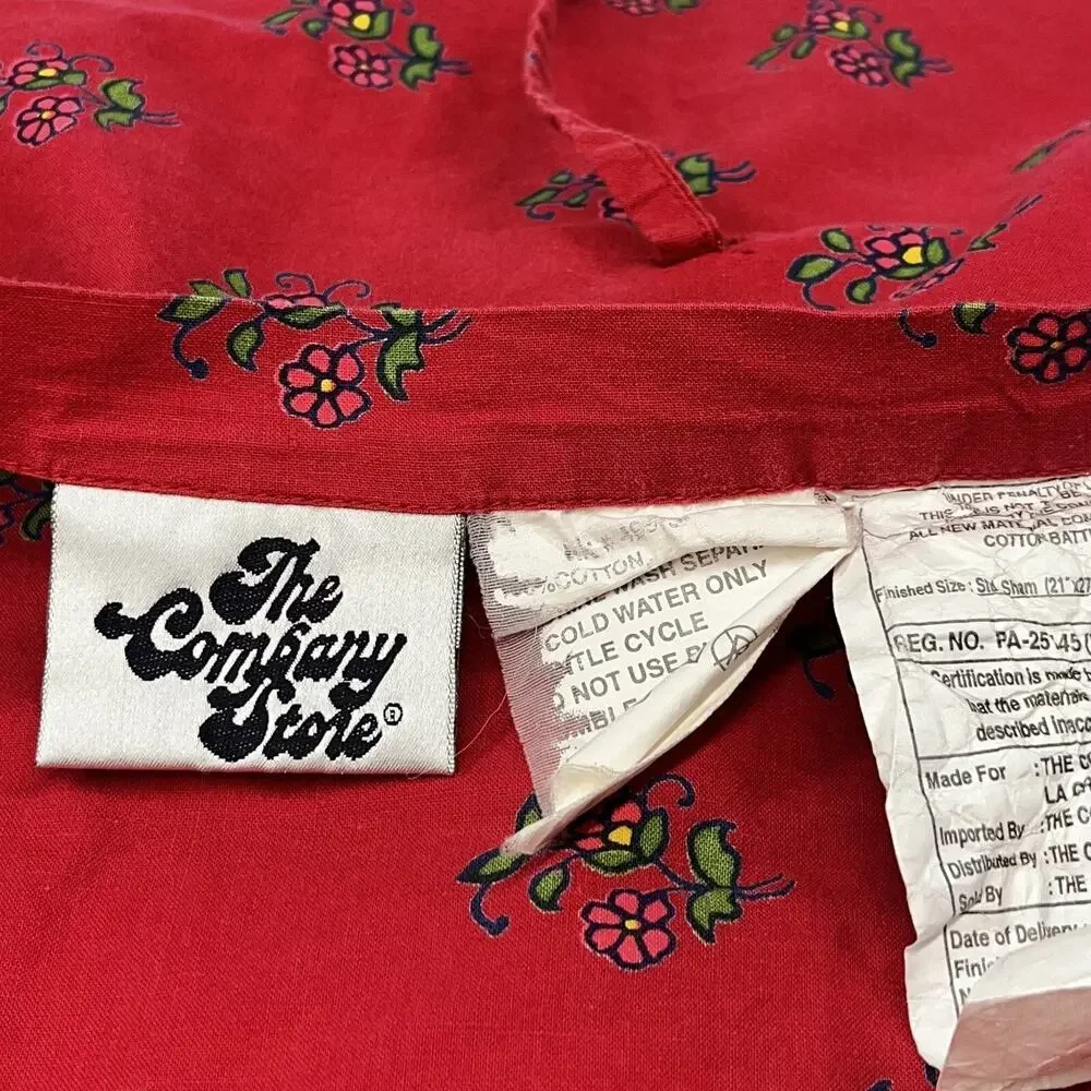 The Company Store Standard Pillow Sham Set Quilted Red Paisley Boho Patchwork